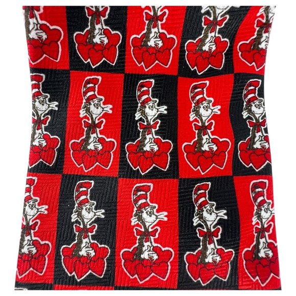 Dr. Seuss Cat In The Hat Tie Bkack And Red hearts Valentines Day  Made Korea VTG - Picture 1 of 7